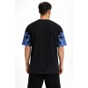 MARSiLYAN- Erkek Asit Yıkamalı Oversize Tişört Mavi Kelebek Baskılı Dijital Print Bisiklet Yaka Streetwear T-Shirt - Siyah