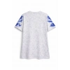 MARSiLYAN- Erkek Asit Yıkamalı Oversize Tişört Mavi Kelebek Baskılı Dijital Print Bisiklet Yaka Streetwear T-Shirt - Beyaz