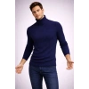 MARSiLYAN- Erkek Balıkcı Yaka Bağazlı Triko Kazak Pamuklu Kalın Fitilli Dokuma, Regular Fit Uzun Kollu Kışlık Model - Lacivert