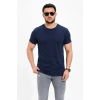 MARSiLYAN- Erkek Basic Tişört Bisiklet Yaka Kısa Kol Günlük Yazlık Slim Fit T-Shirt - Lacivert
