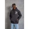 MARSiLYAN- Erkek Baskılı Kapşonlu Sweat - Füme