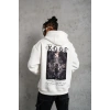 MARSiLYAN- Erkek Baskılı Kapüşonlu Sweat - Beyaz