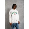 MARSiLYAN- Erkek Baskılı Kapüşonlu Sweatshirt - Beyaz
