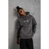 MARSiLYAN- Erkek Baskılı Kapüşonlu Ve Kanguru Cepli Sweat- Gri
