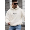 MARSiLYAN- Erkek Baskılı Kapüşonlu Ve Kordon İpli Sweat - Beyaz