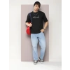 MARSiLYAN- Erkek Baskılı Oversize T-shirt - Siyah