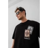 MARSiLYAN- Erkek Baskılı Oversize T-shirt - Siyah