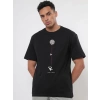 MARSiLYAN- Erkek Baskılı Oversize T-shirt - Siyah