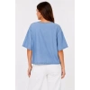 MARSiLYAN- Erkek Baskılı T-Shirt Kısa Kol Bisiklet Yaka Rahat Kalıp Tişört - Mavi