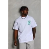 MARSiLYAN- Erkek Baskılı T-Shirt Kısa Kol Bisiklet Yaka Regular Fit Rahat Kalıp Günlük Tişört - Beyaz