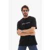 MARSiLYAN- Erkek Baskılı T-Shirt Kısa Kol Bisiklet Yaka Regular Fit Rahat Kalıp Günlük Tişört - Siyah