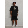 MARSiLYAN- Erkek Baskılı T-Shirt Kısa Kol Bisiklet Yaka Regular Fit Rahat Kalıp Günlük Tişört - Siyah