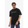 MARSiLYAN- Erkek Baskılı T-Shirt Kısa Kol Bisiklet Yaka Regular Fit Rahat Kalıp Günlük Tişört - Siyah