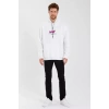 MARSiLYAN- Erkek Baskılı Üç İplik Kapüşonlu Oversize Sweatshirt - Beyaz