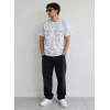 MARSiLYAN- Erkek Batik Desenli Tişört Bisiklet Yaka Kısa Kol Regular Fit T-shirt - Gri