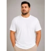 MARSiLYAN- Erkek Battal Big Size Basic Tişört Bisiklet Yaka Rahat Kalıp T-Shirt - Beyaz