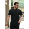 MARSiLYAN- Erkek Bisiklet Yaka çizgi Desenli Ribanalı Kısa Kollu Tshirt