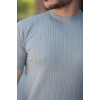 MARSiLYAN- Erkek Bisiklet Yaka örgü Desenli Kısa örme Triko Kısa Kollu T-shirt