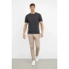 MARSiLYAN- Erkek Bisiklet Yaka Tişört Regular Kalıp Basic Pamuklu Günlük Kullanım T-shirt - Füme
