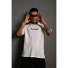 MARSiLYAN- Erkek Bisiklet Yakalı Sırt Baskılı Oversize T-Shirt - Beyaz