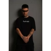 MARSiLYAN- Erkek Bisiklet Yakalı Sırt Baskılı Oversize T-Shirt - Siyah