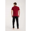 MARSiLYAN- Erkek Bordo Düğmeli Yaka Kısa Kol Pijama Takımı