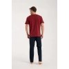 MARSiLYAN- Erkek Bordo Düğmeli Yaka Kısa Kol Pijama Takımı