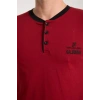MARSiLYAN- Erkek Bordo Düğmeli Yaka Kısa Kol Pijama Takımı