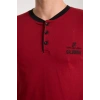 MARSiLYAN- Erkek Bordo Düğmeli Yaka Kısa Kol Pijama Takımı