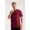 MARSiLYAN- Erkek Bordo Düğmeli Yaka Kısa Kol Pijama Takımı