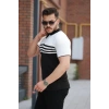 MARSiLYAN- Erkek çizgi Desenli Yakalı Kısa Kollu T-shirt
