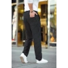 MARSiLYAN- Erkek Cizgili Dokuma Krep Jogger Buggy Pantalon Rahat Kalıp - Siyah