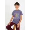 MARSiLYAN- Erkek Çocuk Kısa Kol Penye Pijama Takım Mor