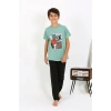 MARSiLYAN- Erkek Çocuk Kısa Kol Penye Pijama Takım SuYeşili