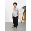 MARSiLYAN- Erkek Çocuk Sıfır Kol Penye Pijama Takım Mavi