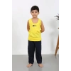 MARSiLYAN- Erkek Çocuk Sıfır Kol Penye Pijama Takım Sarı