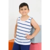 MARSiLYAN- Erkek Çocuk Sıfır Kol Şortlu Beyaz Penye Pijama Takımı