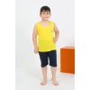 MARSiLYAN- Erkek Çocuk Sıfır Kol Şortlu Sarı Penye Pijama Takımı