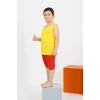 MARSiLYAN- Erkek Çocuk Sıfır Kol Şortlu Sarı Penye Pijama Takımı