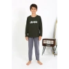 MARSiLYAN- Erkek Çocuk Uzun Kol Penye Pijama Takım Haki