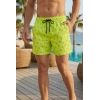 MARSiLYAN- Erkek Deniz Şortu Fermuarlı Cepli File Astarlı Hızlı Kuruyan Premium - Neon Yeşili