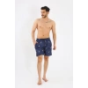 MARSiLYAN- Erkek Desenli Fermuar Cepli Deniz Şortu Lacivert