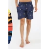 MARSiLYAN- Erkek Desenli Fermuar Cepli Deniz Şortu Lacivert