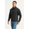 MARSiLYAN- Erkek Dik Yaka Sweatshirt Dik Yaka Yarım Fermuarlı 3 İplik Şardonlu Pamuk Kumaş - Antrasit