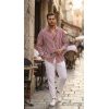 MARSiLYAN- Erkek Dikey Çizgili Yarım Oversize Gömlek