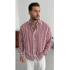 MARSiLYAN- Erkek Dikey Çizgili Yarım Oversize Gömlek
