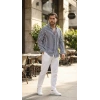 MARSiLYAN- Erkek Dikey Çizgili Yarım Oversize Gömlek