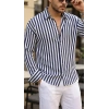 MARSiLYAN- Erkek Dikey Çizgili Yarım Oversize Gömlek