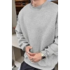 MARSiLYAN- Erkek Düz Bisiklet Yaka Sweat - Gri