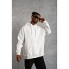 MARSiLYAN- Erkek Düz Kapüşonlu Sweat - Beyaz